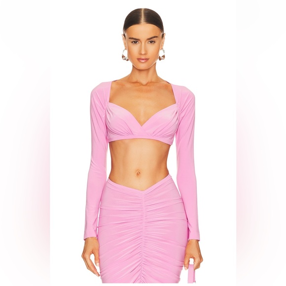 Like new Norma Kamali bubble gum pink skirt and top set